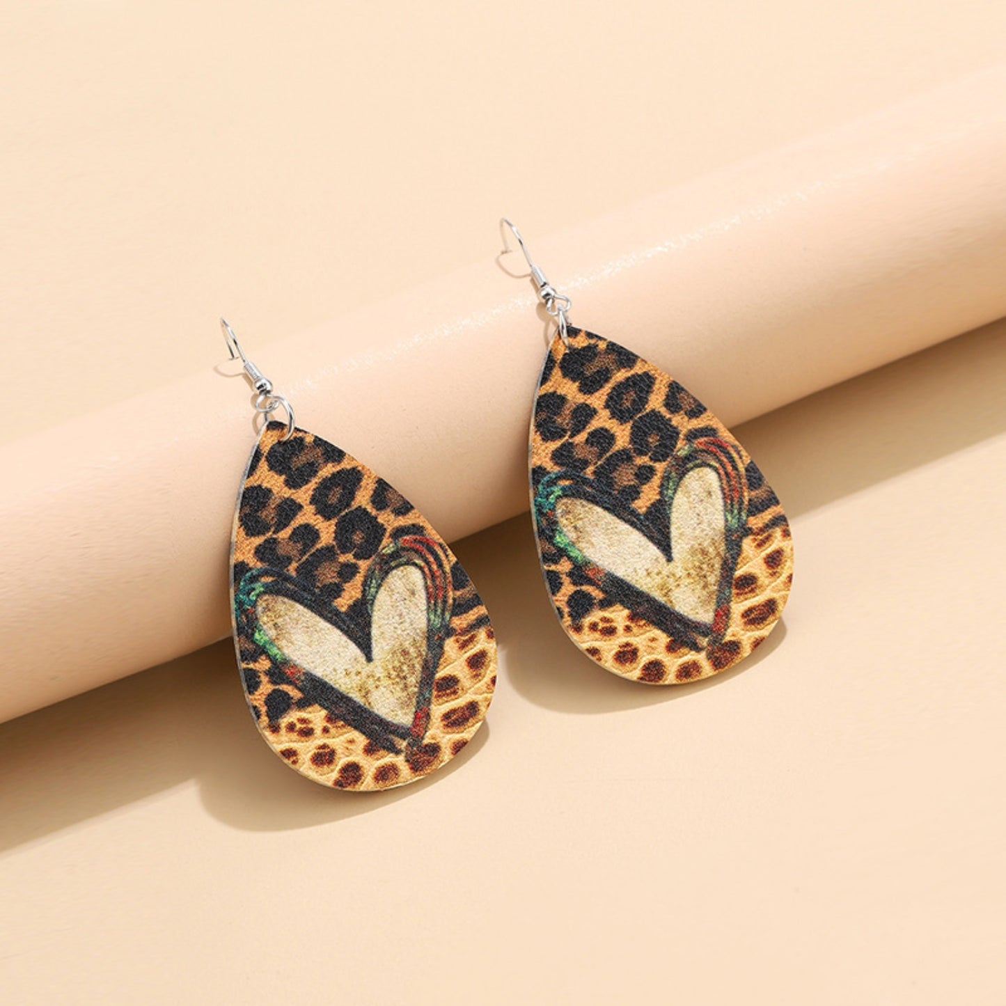 PU Leather Leopard Teardrop Earrings-Teresa&#39;s Fashionista LLC