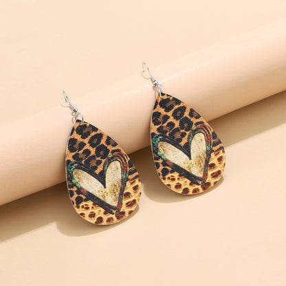 PU Leather Leopard Teardrop Earrings-Teresa&#39;s Fashionista LLC