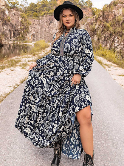 Plus Size Long Sleeve Maxi Dress-Teresa&#39;s Fashionista LLC