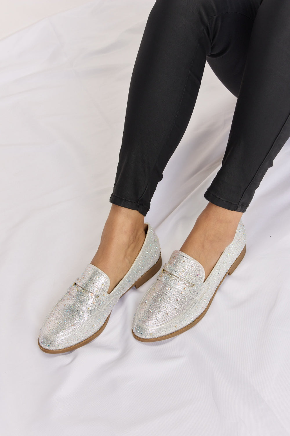 Forever Link Rhinestone Point Toe Loafers-Teresa&#39;s Fashionista LLC