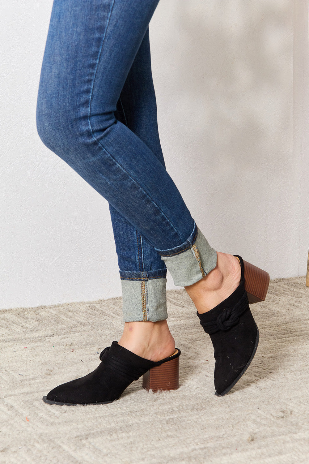 East Lion Corp Pointed-Toe Braided Trim Mules-Teresa&#39;s Fashionista LLC