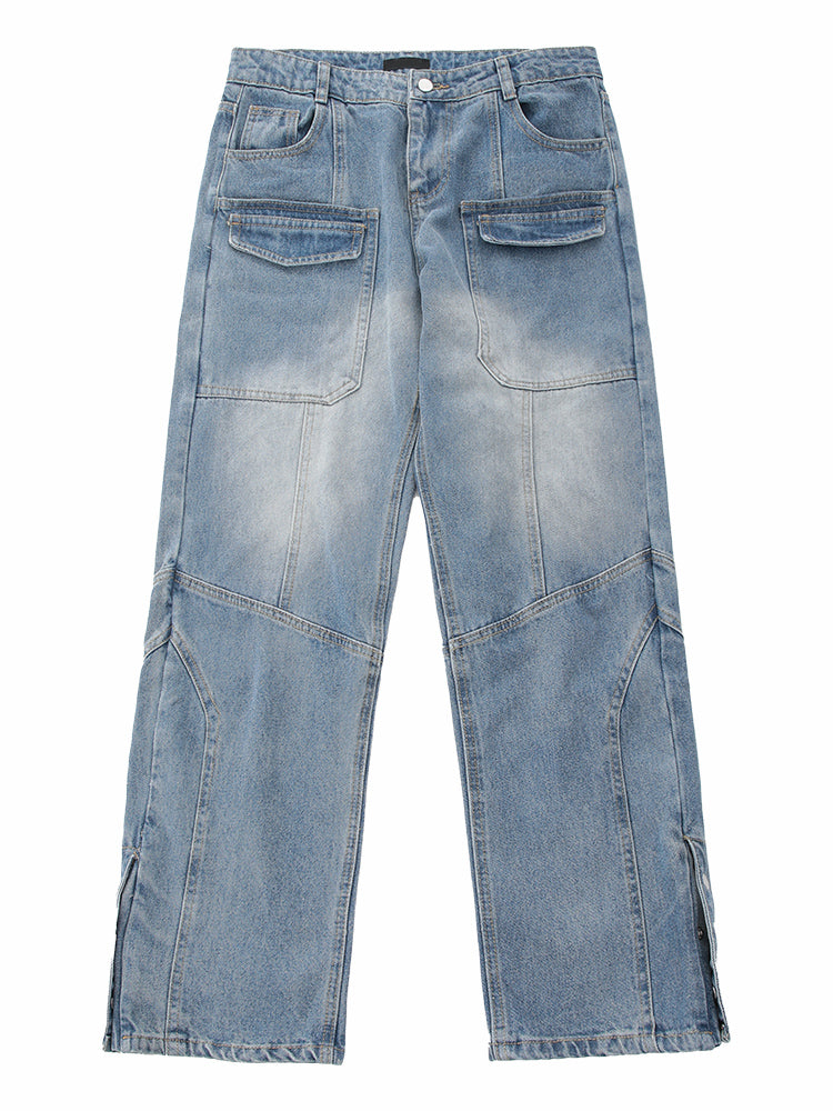 High Vintage Cargo Jeans Men's Summer Casual Breasted-Teresa&#39;s Fashionista LLC