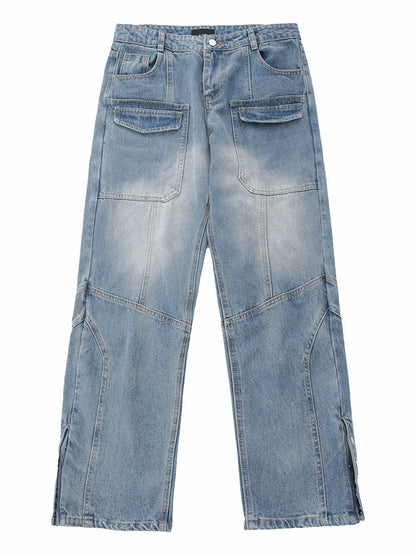 High Vintage Cargo Jeans Men's Summer Casual Breasted-Teresa&#39;s Fashionista LLC