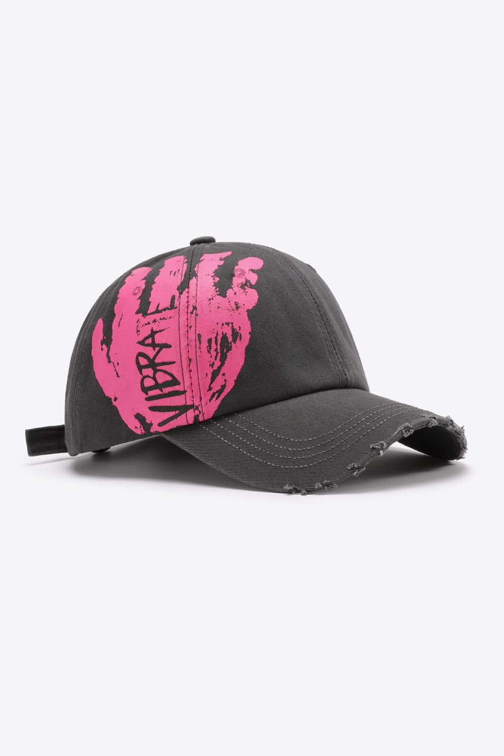 VIBRA Graphic Distressed Adjustable Baseball Cap-Teresa&#39;s Fashionista LLC