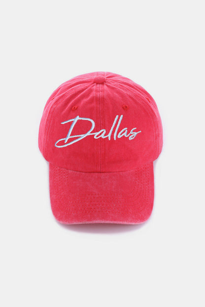 Zenana Washed DALLAS Embroidered Baseball Cap-Teresa&#39;s Fashionista LLC