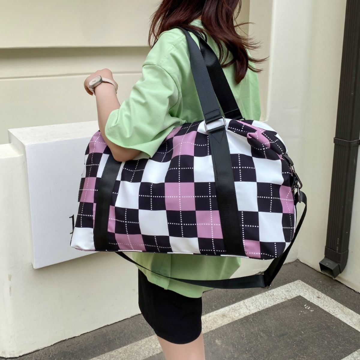 Oxford Cloth Plaid Travel Bag-Teresa&#39;s Fashionista LLC