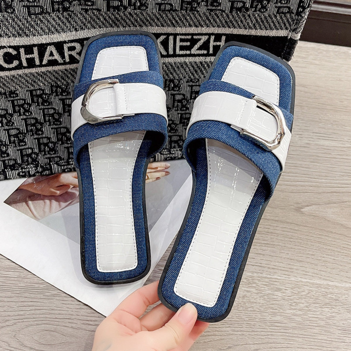 Buckle Trim Open Toe Sandals-Teresa&#39;s Fashionista LLC