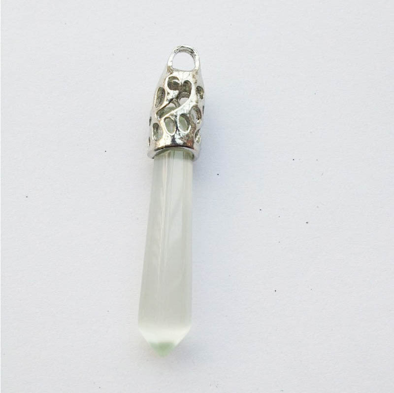 Natural Crystal Hexagonal Prism Bullet Pendant-Teresa&#39;s Fashionista LLC