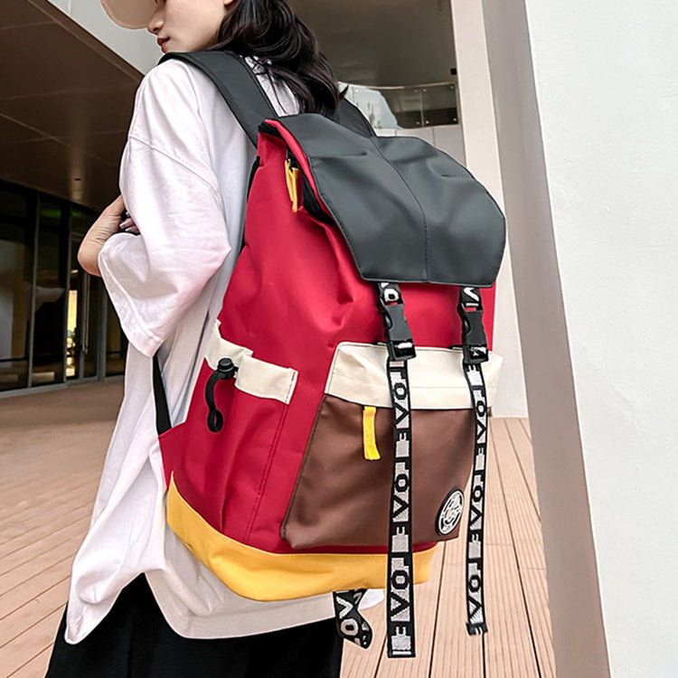 New Color Matching Backpack Fashion Outdoor Travel Bags Men Women Personality Middle Junior High School Student Schoolbags-Teresa&#39;s Fashionista LLC