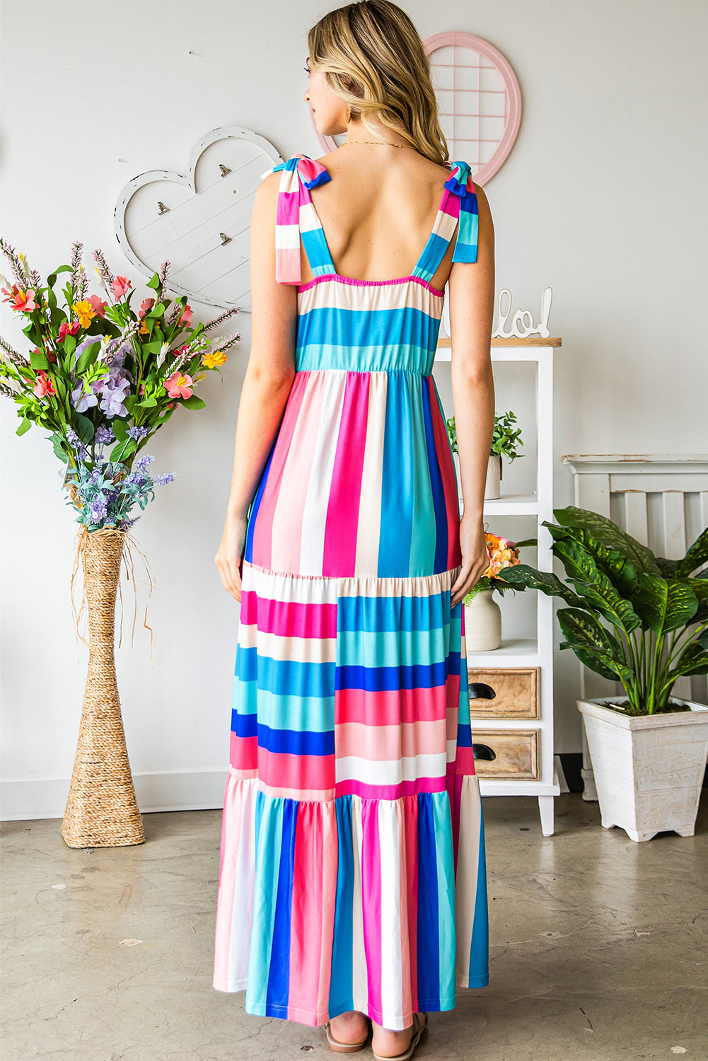 Striped Sleeveless Maxi Dress-Teresa&#39;s Fashionista LLC