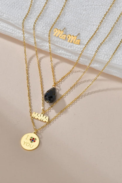 Triple-layer MAMA I LOVE YOU 18K gold-plated Pendant Combo Deal-Teresa&#39;s Fashionista LLC