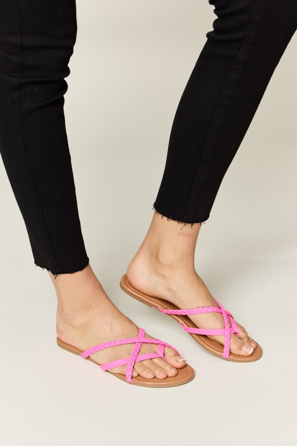 WILD DIVA Crisscross PU Leather Open Toe Sandals-Teresa&#39;s Fashionista LLC