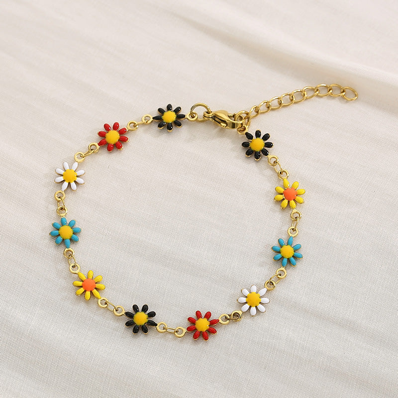 Flower & Cross Stainless Steel Bracelet-Teresa&#39;s Fashionista LLC