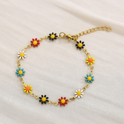 Flower & Cross Stainless Steel Bracelet-Teresa&#39;s Fashionista LLC