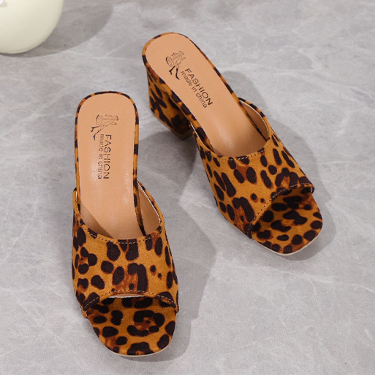 Leopard Block Heel Suede Sandals-Teresa&#39;s Fashionista LLC