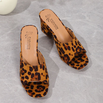 Leopard Block Heel Suede Sandals-Teresa&#39;s Fashionista LLC