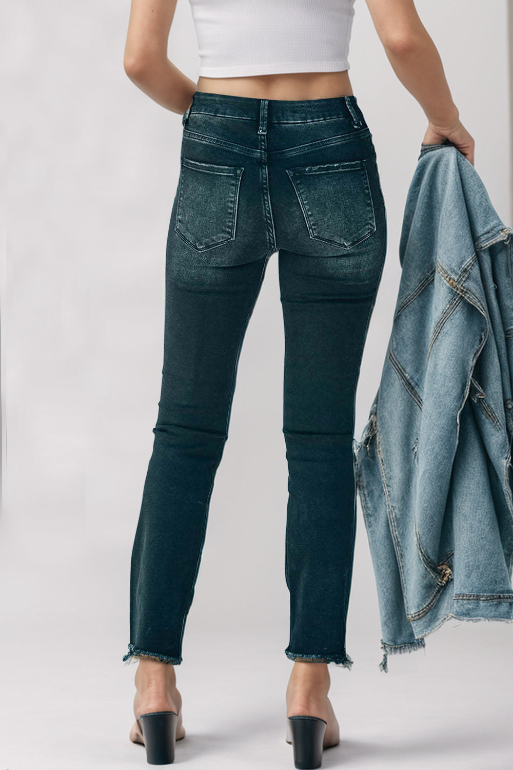 Mid-Rise Waist Skinny Jeans with Pockets-Teresa&#39;s Fashionista LLC