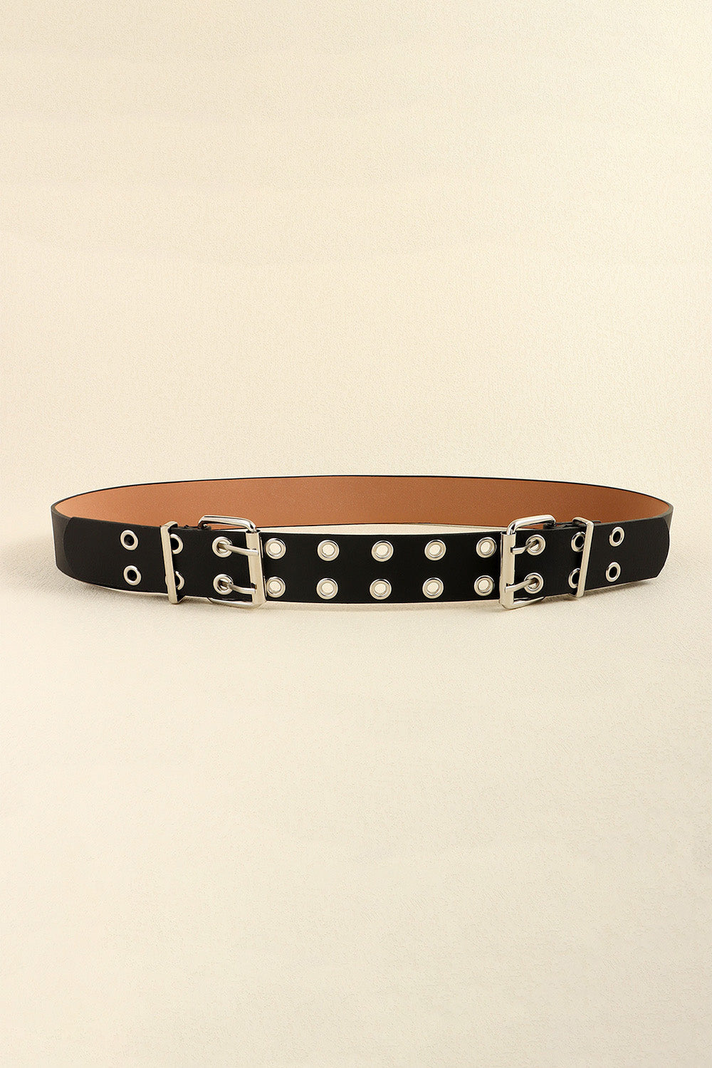 PU Leather Two Row Eyelet Belt-Teresa&#39;s Fashionista LLC