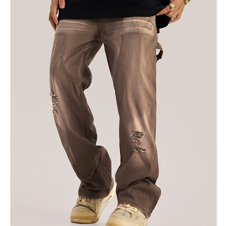 Mens Washed Destroy Babes Vintage Couple Cargo Pants-Teresa&#39;s Fashionista LLC