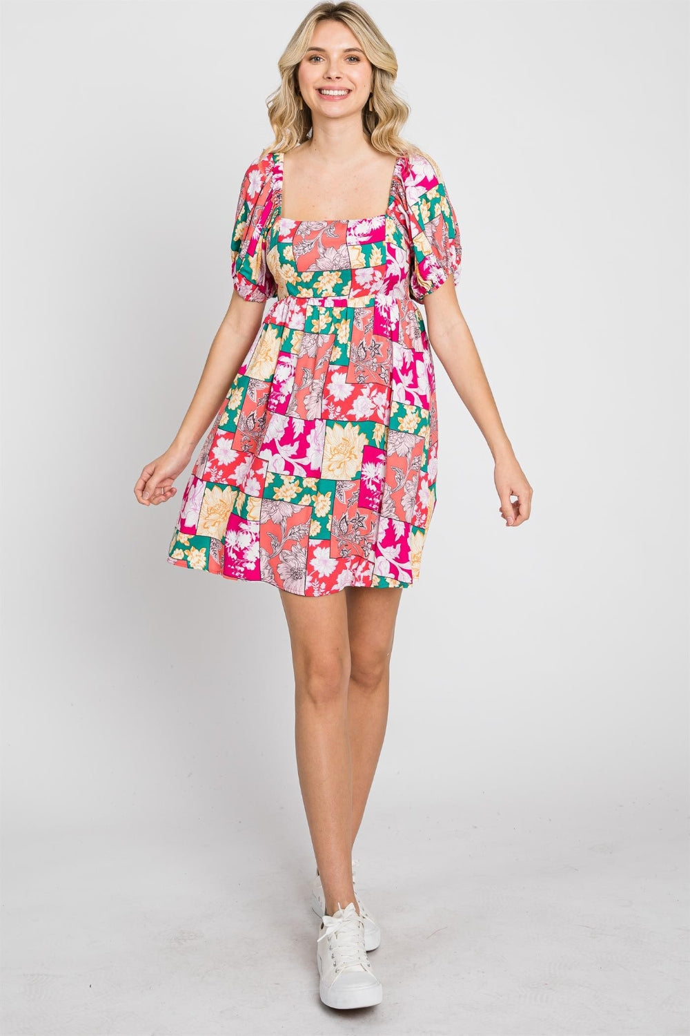 GeeGee Floral Ruff Sleeve Mini Dress-Teresa&#39;s Fashionista LLC