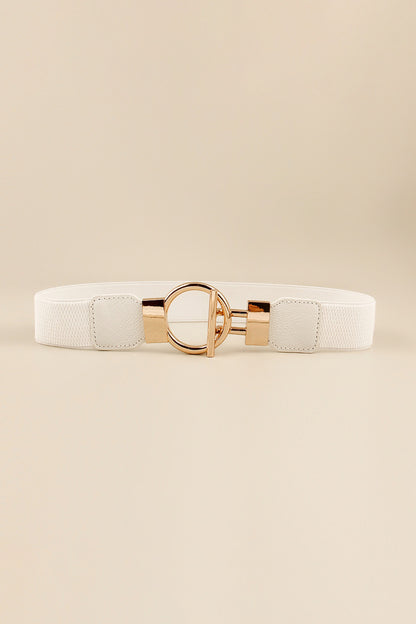 Circle Shape Buckle Zinc Alloy Buckle PU Leather Belt-Teresa&#39;s Fashionista LLC