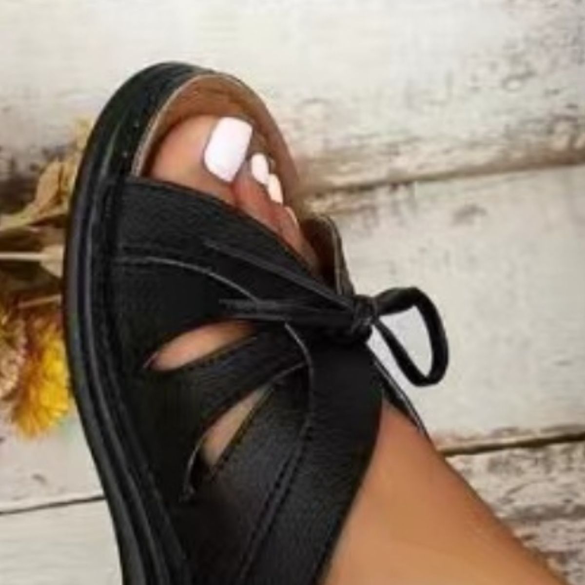 Tied Open Toe Low Heel Sandals-Teresa&#39;s Fashionista LLC