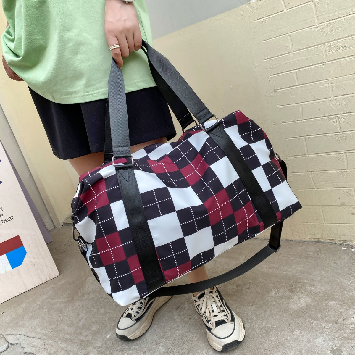 Oxford Cloth Plaid Travel Bag-Teresa&#39;s Fashionista LLC