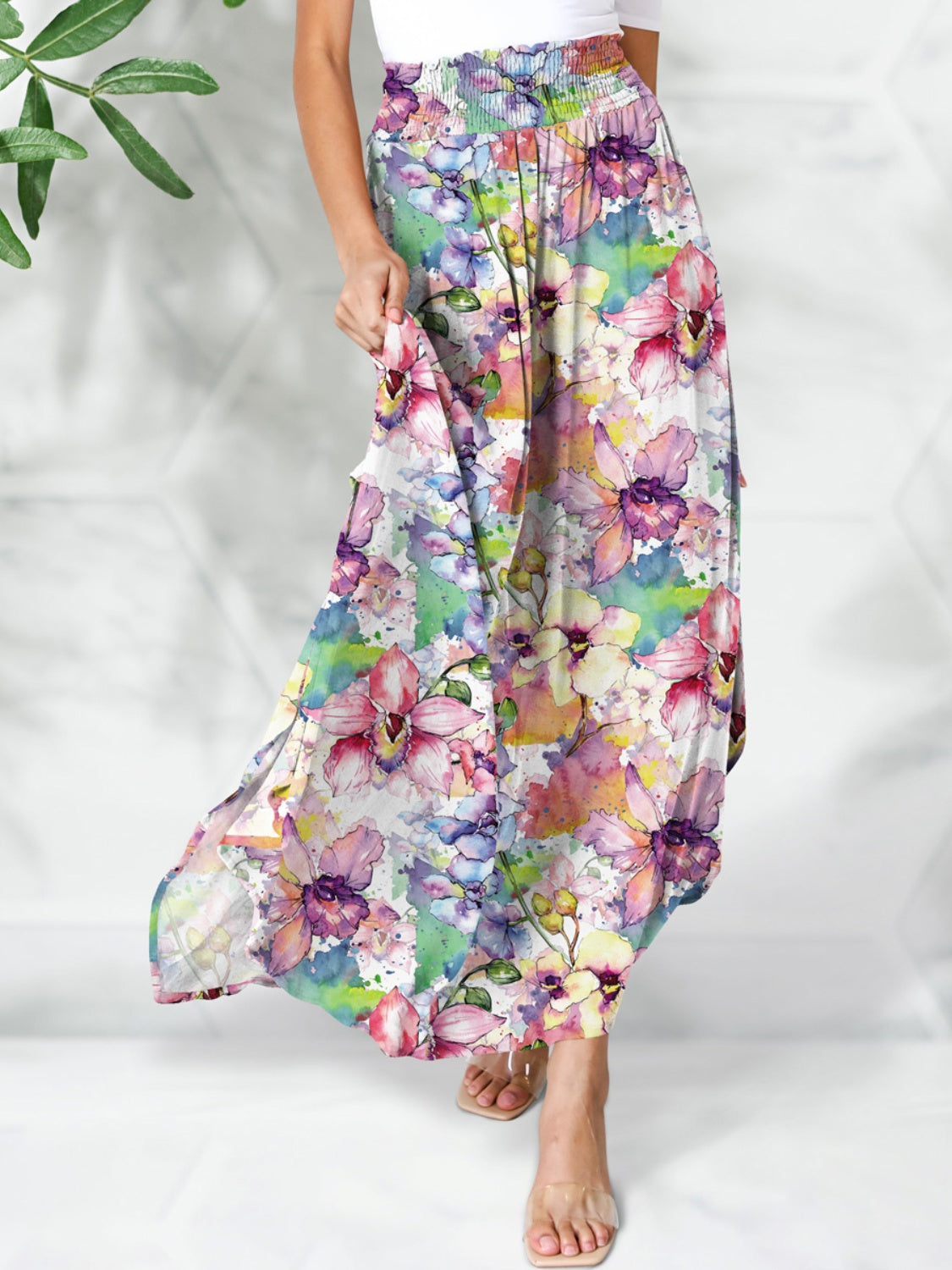 Smocked Printed Elastic Waist Maxi Skirt-Teresa&#39;s Fashionista LLC