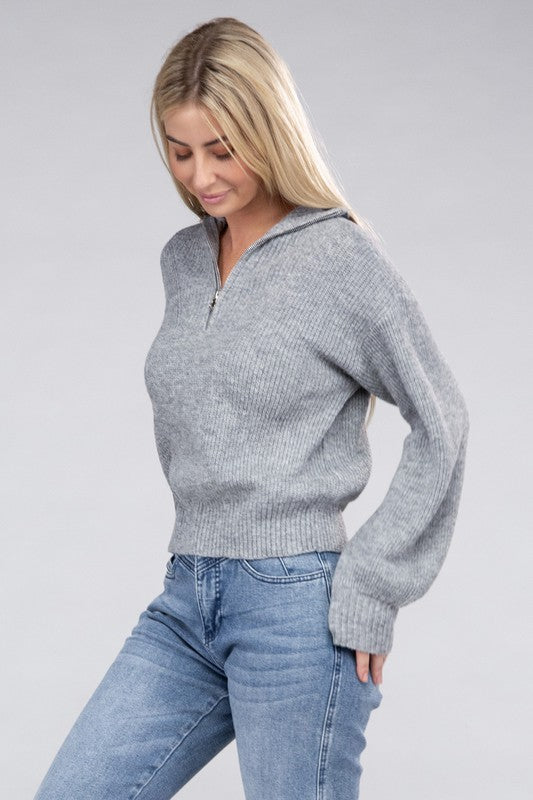 Easy-Wear Half-Zip Pullover-Teresa&#39;s Fashionista LLC