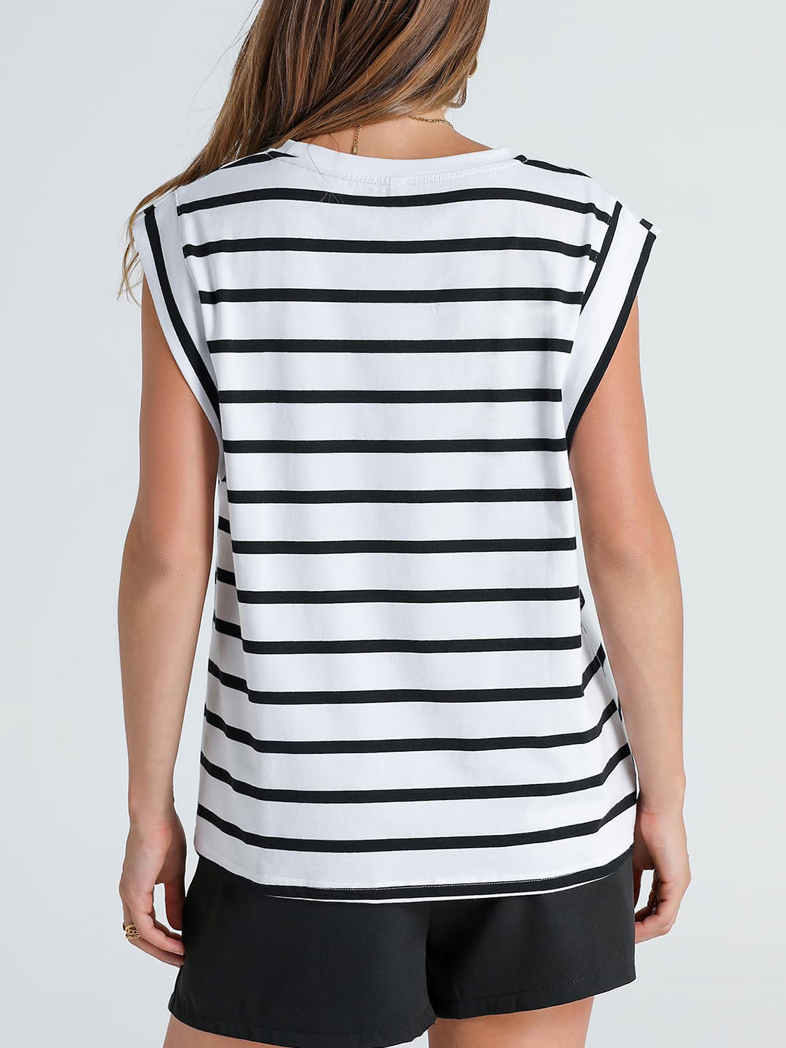 Striped Round Neck Tank-Teresa&#39;s Fashionista LLC