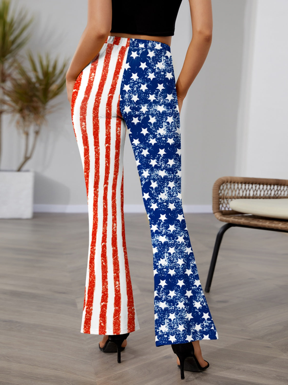 Star & Stripes High Waist Bootcut Pants-Teresa&#39;s Fashionista LLC