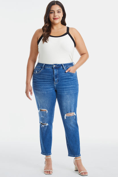 BAYEAS Full Size Distressed High Waist Mom Jeans-Teresa&#39;s Fashionista LLC