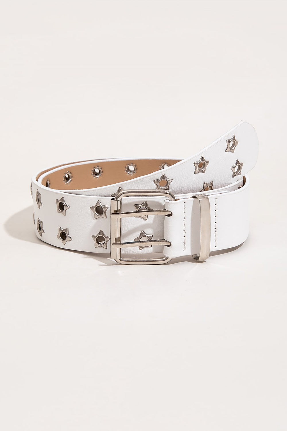 Double Row Star Grommet PU Leather Belt-Teresa&#39;s Fashionista LLC