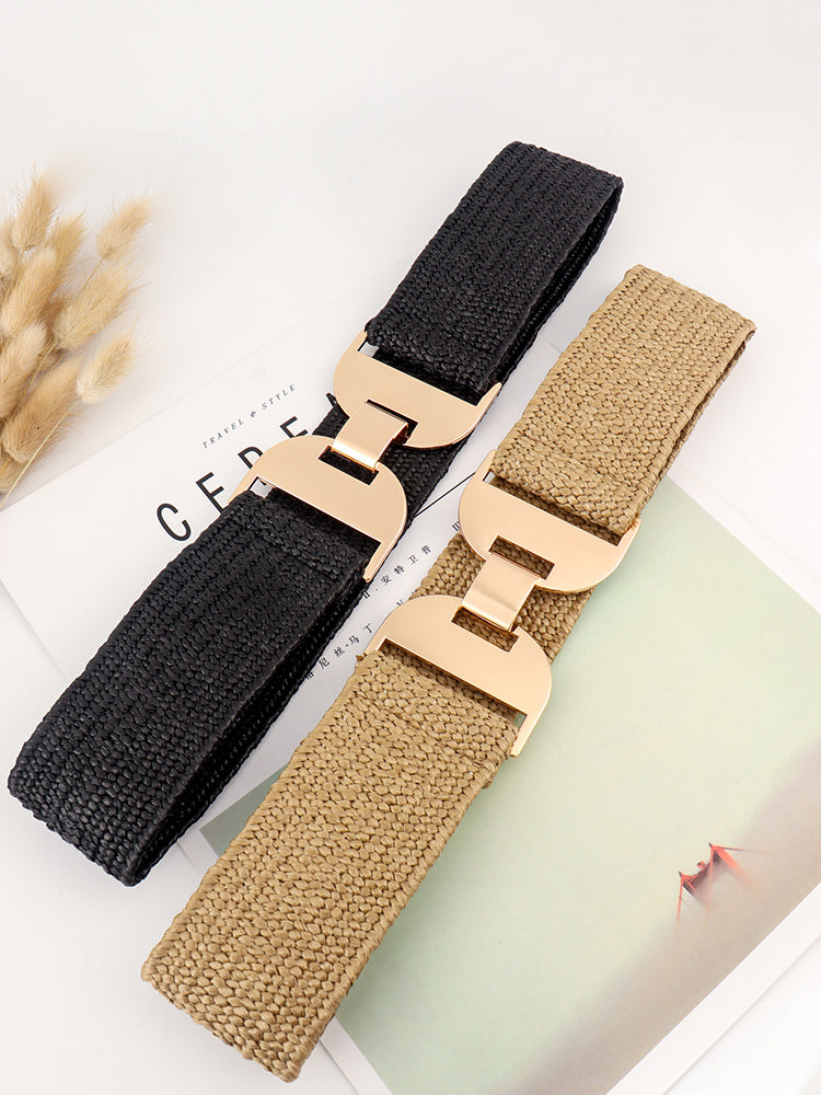 Alloy Buckle Elastic Belt-Teresa&#39;s Fashionista LLC