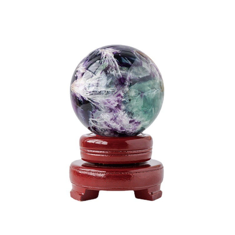 Natural Feather Fluorite Crystal Ball-Teresa&#39;s Fashionista LLC