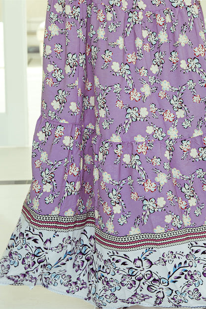 Tiered Printed Elastic Waist Skirt-Teresa&#39;s Fashionista LLC