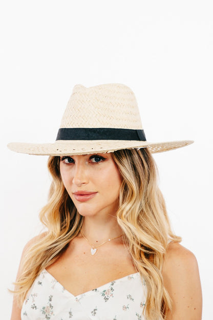 Fame Basket Weave Straw Sun Hat-Teresa&#39;s Fashionista LLC