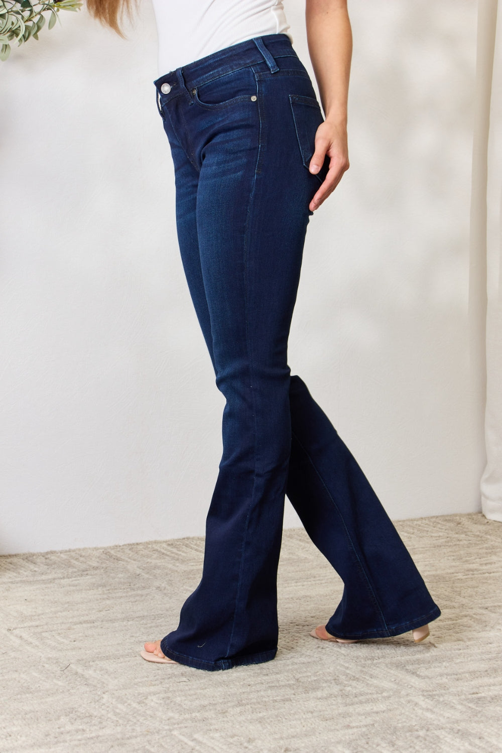 Kancan Full Size Mid Rise Flare Jeans-Teresa&#39;s Fashionista LLC