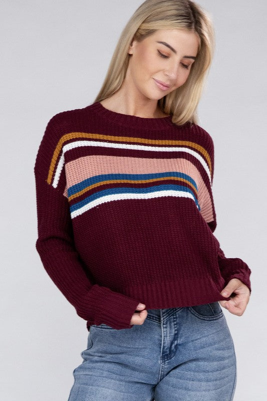 Striped Pullover Sweater-Teresa&#39;s Fashionista LLC