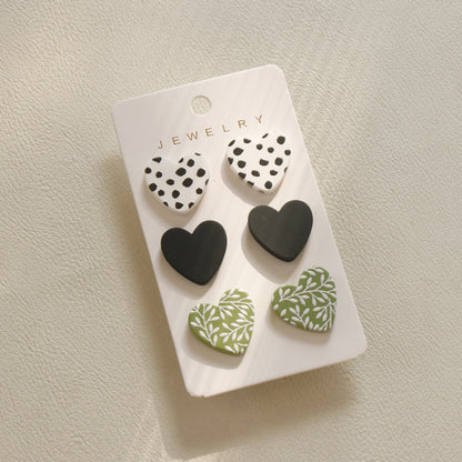 3 Piece Acrylic Heart Stud Earrings-Teresa&#39;s Fashionista LLC