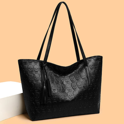 Skeleton Pattern PU Leather Tote Bag-Teresa&#39;s Fashionista LLC