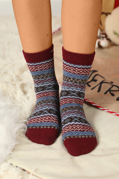 Multicolor Thermal Fuzzy Warm Winter Crew Socks-Teresa&#39;s Fashionista LLC