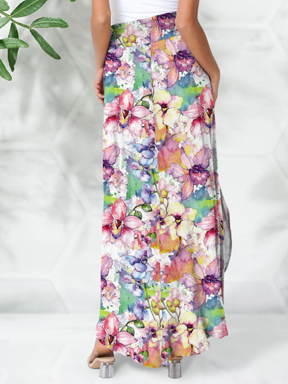 Smocked Printed Elastic Waist Maxi Skirt-Teresa&#39;s Fashionista LLC