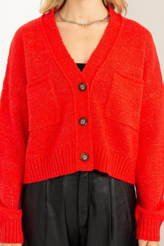 Cute Mood Crop Shoulder Cropped Cardigan Sweater-Teresa&#39;s Fashionista LLC