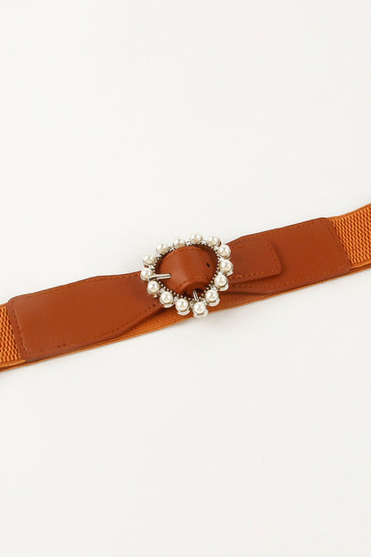 Pearl Heart Buckle Elastic Belt-Teresa&#39;s Fashionista LLC