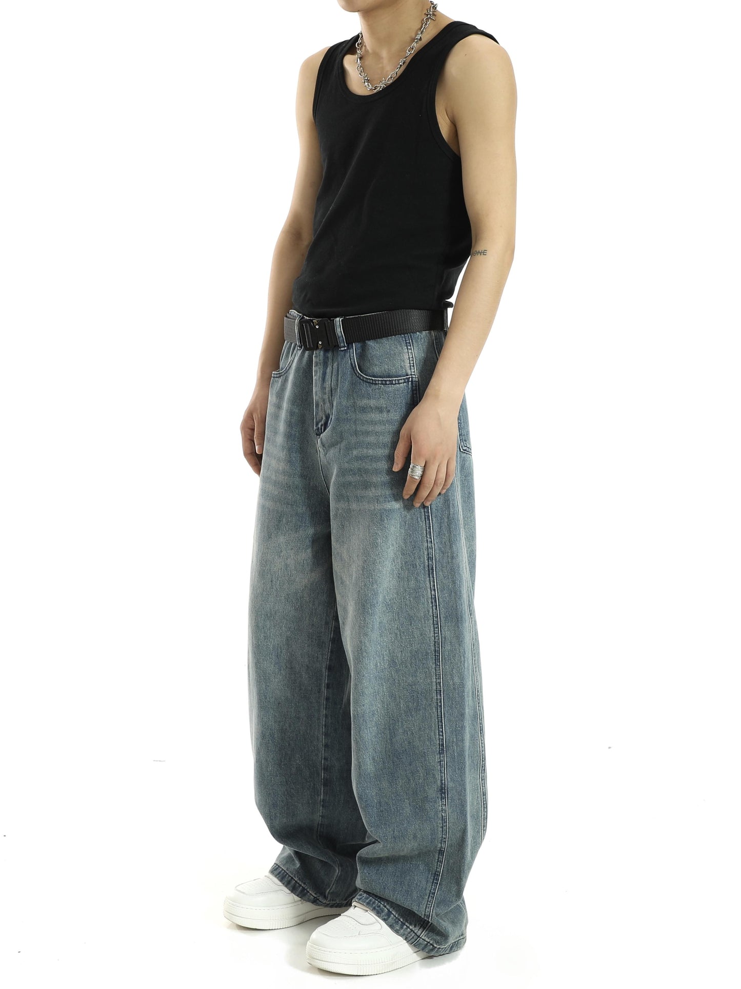 Retro Versatile Wide Leg Jeans Men's New Loose-Teresa&#39;s Fashionista LLC