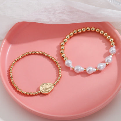 Gold-Plated Alloy Bead Bracelet-Teresa&#39;s Fashionista LLC