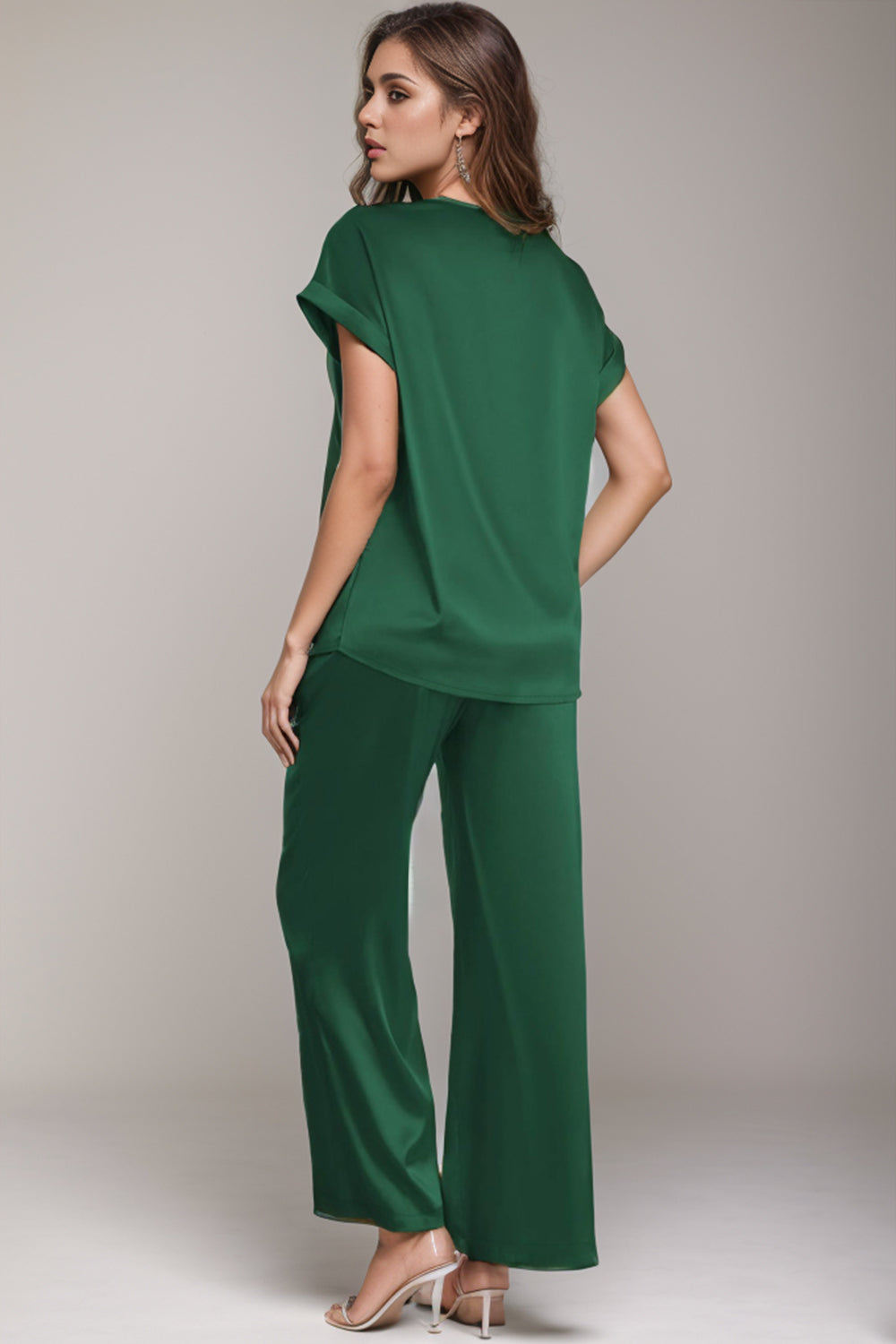 V-Neck Short Sleeve Top and Pants Set-Teresa&#39;s Fashionista LLC