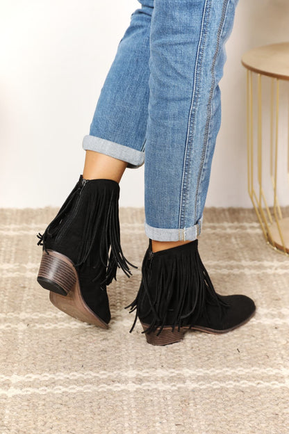 Legend Women's Fringe Cowboy Western Ankle Boots-Teresa&#39;s Fashionista LLC