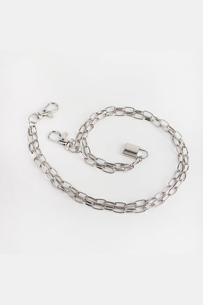 Double Layered Iron Chain Belt with Lock Charm-Teresa&#39;s Fashionista LLC